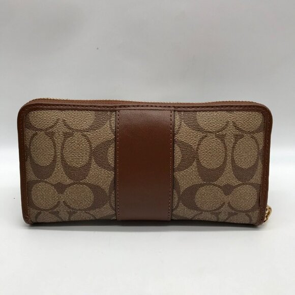 Coach Brown Coated Canvas & Leather Accordion Wallet - Picture 2 of 10